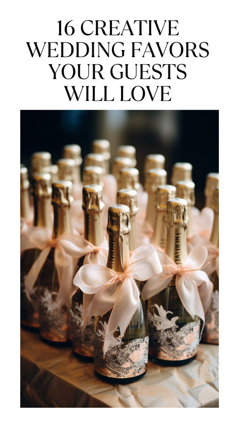 mini champagne bottles as wedding favors Wedding Guests Thank You Gifts, Personalised Wedding Guest Gifts, Wedding Party Favor Ideas For Guests, Personalized Wedding Guest Gifts, Dinner Favors Guest Gifts, Classy Wedding Favors For Guests, Wedding Souvenir Ideas For Guests, Wedding Favors Luxury, Personalized Wedding Gifts For Guests