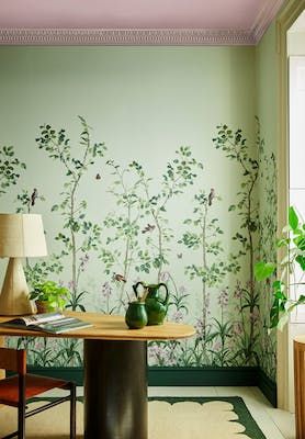 Explore our National Trust wallpaper collections | Little Greene Interior Paint Finishes, China Clay, Little Greene Paint, Mural Design, Wallpaper Direct, National Trust, Painted Floors, Little Greene, Yellow Painting