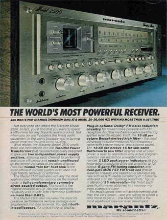 Marantz 2500 - Vintage Audio Ads - classicaudio.com Marantz Receiver Vintage, Marantz Receiver, Hifi Audiophile, Hifi Amplifier, Audiophile Speakers, Stereo Systems, Audio Room, Stereo Amplifier, Audio Design