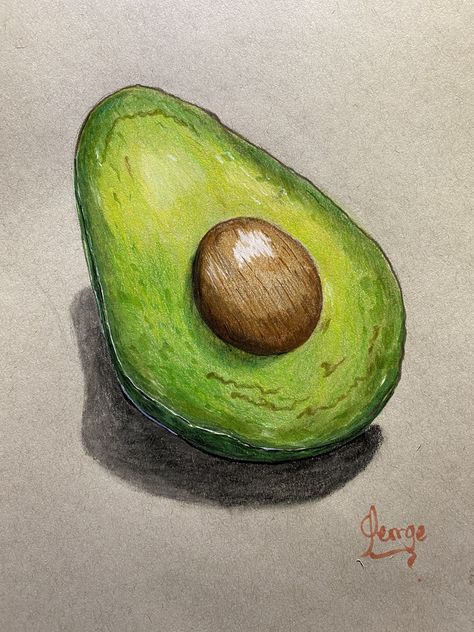 Pencil Colours Art Drawings, Colored Pencil Artwork Ideas, Avocado Painting, Fruit Sketch, Fruit Art Drawings, Color Pencil Sketch, Final Space, Fruits Drawing, Colored Pencil Artwork