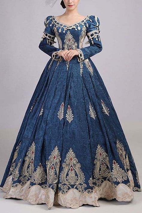 This very beautiful is going to enchant a granddaughter is a fan of Mirabel arrived fast thanks to the seller I recommend it Eccentric Prom Dresses, Fantasy Victorian Dress, Dark Blue Victorian Dress, Historical Ball Gowns, Anna Karenina Dress, Royal Gowns Princesses, Winter Fantasy Clothing, Medieval Dress Royal, Old Fashioned Dresses