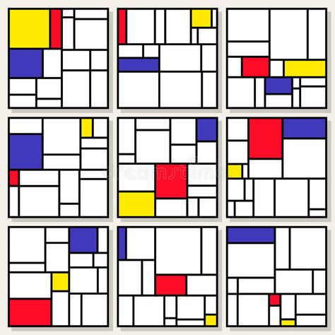 Set Of Nine Vector Square Compositions In Piet Mondrian De Stijl Style Stock Vector - Illustration of abstract, grid: 61337707 Square Composition Design, Piet Mondrian Artwork, Mondrian Art, Quilt Modernen, Principles Of Art, Affinity Photo, Art Prints Wall, Free Art Prints, Piet Mondrian