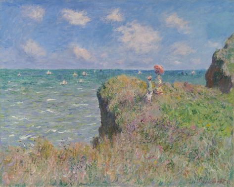 Cliff Walk at Pourville | The Art Institute of Chicago Cliff Walk At Pourville, Art Plage, Monet Poster, Monet Paintings, Art Ancien, Tile Murals, Norman Rockwell, Beach Painting, Visual Artwork