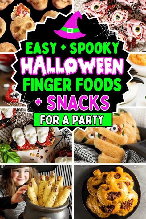 Looking for some spooky finger foods for a Halloween party? You’ll love these quick easy Halloween themed appetizers and party snacks! From savory halloween themed finger foods to cute Halloween desserts, these are the best halloween snacks for potluck parties and movie nights. Halloween party finger foods, appetizer recipes easy finger foods halloween, cheap halloween party finger foods, halloween birthday party foods, finger food halloween ideas, cute halloween party appetizers, spooky ... Snacks For Potluck, Halloween Potluck Foods, Finger Foods Halloween, Easy Halloween Finger Foods, Appetizer Recipes Easy Finger Foods, Halloween Party Finger Foods, Cute Halloween Desserts, Finger Foods Appetizer Recipes, Birthday Party Foods