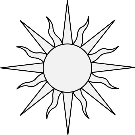 Sun Outline Drawing, Simple Sun Design, Sun Drawing Simple, June Tattoos, Sun Drawing Design, Sun Pottery, Traceable Art, Sun Outline, Sun Template