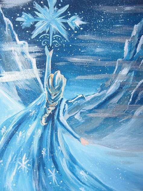 Frozen Queen Elsa Snow Scene Disney Princess Art by happybdaytome Disney Girls Room, Art Work Painting, Frozen Painting, Princess Painting, Disney Canvas Art, Frozen Queen, Disney Canvas, Disney Paintings, Scene Princess