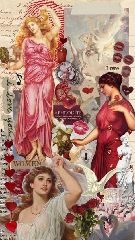 Vintage Painting Aesthetic, Aesthetic Goddess, Aphrodite Aesthetic, Aphrodite Goddess, Greek Mythology Gods, Ethereal Aesthetic, Painting Aesthetic, Greek Gods And Goddesses, Collage Background