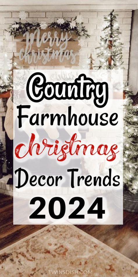 Cozy country Christmas decorating ideas for the farmhouse front porch, living room, kitchen, fireplace mantle, outdoor, or bedroom. The latest country farmhouse Christmas decor ideas this year for a rustic feel that's easy to Diy. Whether your country style is farmhouse French, vintage, modern, cottage, or simple rustic you'll find the most popular ideas to make decorating your country farmhouse fun! #Christmasdecorideas #farmhouse #diy #2024 Natural Christmas Mantle Decor, Christmas Decor Country Style, Christmas Black And White Plaid, Farmhouse Living Room Christmas Decor, Vintage Ideas For Home, Modern Farmhouse Christmas Decorations, Farmhouse Christmas Decor Ideas Diy Living Room, Country Christmas Mantle Decor, Ideas For Decorating For Christmas