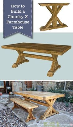 Large Farmhouse Dining Table, Meja Outdoor, Farmhouse Furniture Plans, Diy Esstisch, Build A Farmhouse Table, Farmhouse Table Plans, Farmhouse Kitchen Tables, Diy Farmhouse Table, Diy Dining Table