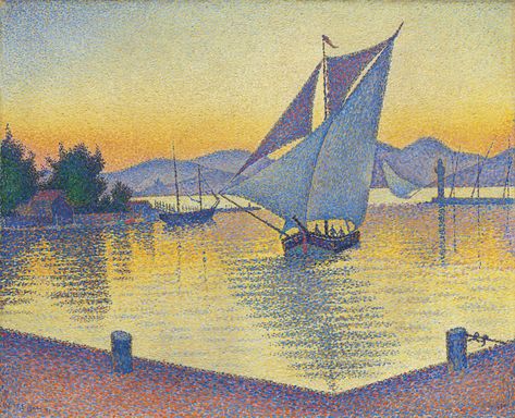 Le Port au Soleil Couchant, Opus 236 (Saint Tropez), by Paul Signac.  25 5/8”x32”.   Auction by Christie’s. Feb 27, 2019. Paul Signac, Edouard Vuillard, Georges Seurat, Jasper Johns, Van Gogh Museum, Edgar Degas, Le Port, Piet Mondrian, St Tropez