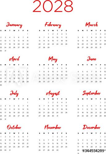 Annual calendar in A4 format for 2028 year #AD , #calendar, #Annual, #year, #format Annual Calendar, Graphics Layout, Graphics Design, Graphic Design, Design