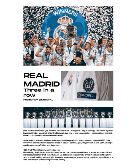 History of Real Madrid in UEFA Champions League poster by me Real Madrid Poster, Champions League Poster, Cristiano Ronaldo 7, School Posters, Uefa Champions League, Poster Board, Champions League, Cristiano Ronaldo, Wall Collage