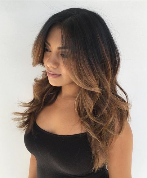 Black Hair With Caramel Balayage Black Hair With Caramel Balayage, Tiger Eye Hair Color, Tiger Eye Hair, Caramel Balayage, Brown Hair Balayage, Trendy Hair Color, Brown Blonde Hair, Ombre Hair Color, Hair Inspiration Color