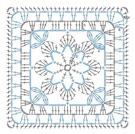 flower granny chart | Die besten 10 Ideen zu Flower Granny Square auf Pinterest | Omas ... Motif Kait, Celebrate Success, Granny Pattern, Flower Granny Square, Corak Menjahit, Crochet Motif Patterns, Crochet Granny Square Blanket, Crochet Bedspread, Crochet Blocks