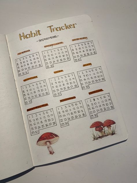 September Bullet Journal Habit Tracker, Bullet Journal November Habit Tracker, Autumn Habit Tracker, Bulett Journal Page Ideas November, September Bullet Journal Calendar, September Tracker, September Journal Ideas, September Habit Tracker, Bullet Journal Pages Ideas