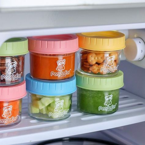 Morlike Living Baby Glass Food Storage Jars with Leak Proof Silicone Lids, Reusable Small Glass Containers, Freezer Microwave, & Dishwasher Safe (MIX- 6 pack) Small Glass Containers, Baby Food Containers, Baby Food Storage, Freezer Storage, Feeding Toddlers, Baby Food Jars, Toy Food, Small Containers, Types Of Food