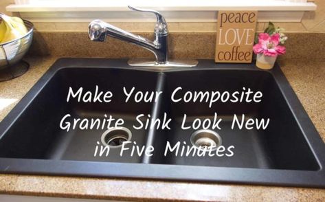 Composite Granite Sink Black Granite Sink, Granite Composite Kitchen Sink, How To Clean Granite, Granite Composite Sinks, Composite Sink, Granite Kitchen Sinks, House Chores, Black Sink, Clean Sink