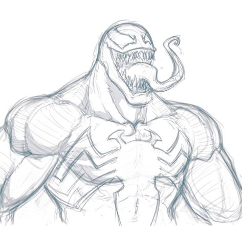 Venom doodle - probably not gonna turn this into a piece but was fun as a warmup. #venom #spiderman #marvel #comics #patricktowersart Drawing Of Marvel Characters, Fun Drawings To Draw, Marvel Villains Drawing, Vemon Spiderman Drawing, Easy Venom Drawing, Venom Drawing Sketch Easy, Venom Drawing Reference, Venom Outline, Venom Doodle