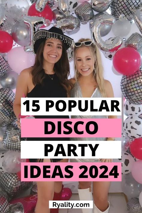 Ahhhh love these ideas for a disco glam party! They're good for a studio 54 party Diy Disco Outfit, Studio 54 Party Theme, Disco Glam Party, Disco Party Ideas, Cowgirl Party Ideas, Disco Ball Cups, Party Themes For Teenagers, Disco Party Costume, Disco Cowgirl Party