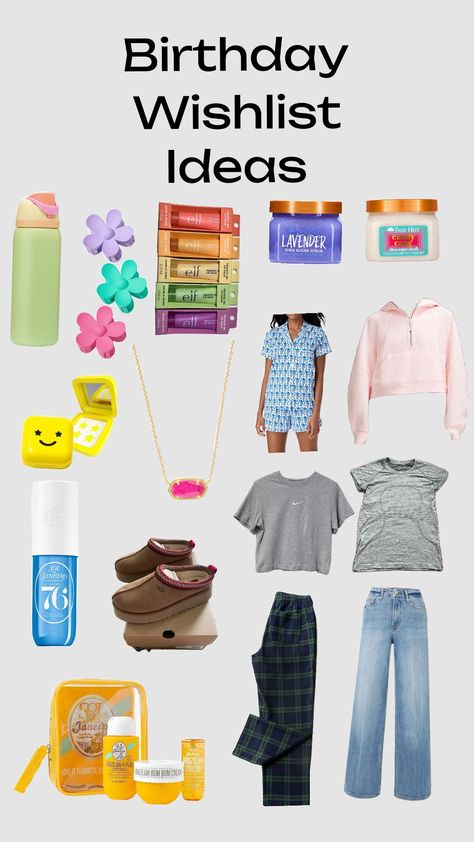 Preppy birthday wishlist ideas<3 #preppy #lululemon #treehut #kendrascott #owala #uggs #soldejaneiro Preppy Birthday Wishlist, Birthday Wishlist Ideas, Preppy Birthday Party, Preppy Christmas List, Preppy Lululemon, Preppy Birthday, Lavender Candy, Wishlist Ideas, Preppy Gifts