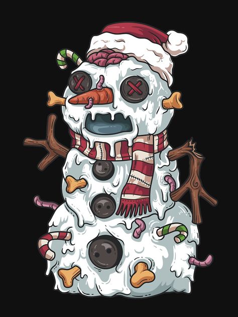 Halloween Christmas Art, Spooky Xmas Wallpaper, Spooky Christmas Drawing, Spooky Christmas Art, Funny Christmas Art, Emo Christmas Wallpaper, Christmas Horror Art, Evil Christmas, Funny Christmas Images