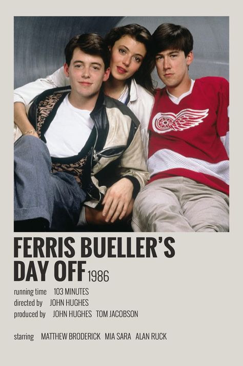 alternative minimalist polaroid poster made by @majaaplb (me) Ferris Bueller’s Day Off, Minimalist Polaroid Poster, 2010s Aesthetic, Movie Wall, Iconic Movie Posters, Movie Card, Ferris Bueller, Film Posters Minimalist, Pin Ideas