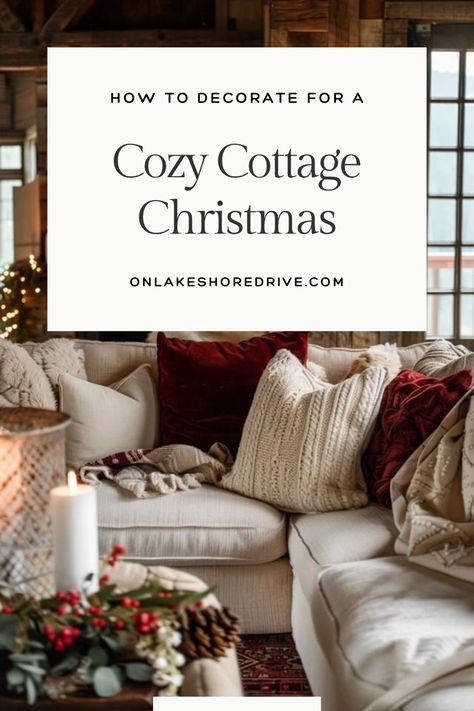 Cozy christmas decor Cottage Christmas Decor Ideas, Winter Cottage Decor, Spring Cottage Decor, Cozy Christmas Home Decor, English Cottage Christmas Decor, Cottage Christmas Living Room, Christmas Living Room Decor Cozy, English Cottage Christmas, Cottage Christmas Decorating