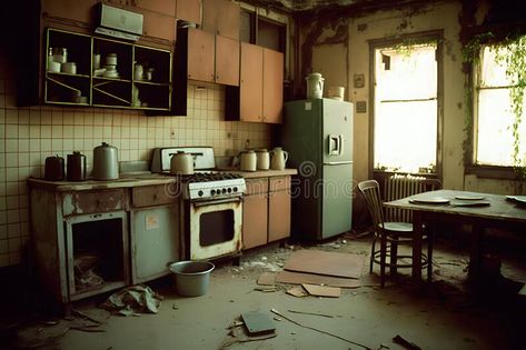 Compulsive Hoarding Syndrom - messy kitchen with pile of dirty dishes. Neural network AI generated stock image Haunted Kitchen, Creepy Kitchen, Compulsive Hoarding, Dirty Kitchen Design, Messy Home, Royal Kitchen, 1970s House, Kitchen Background, Anime House