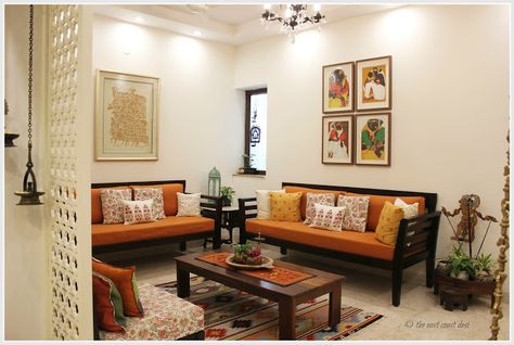 Eclectic Indian living room House Beautiful Living Rooms, Living Room Designs Indian, बेडरूम डिजाइन, Indian Living Room Design, Hone Decor, Chettinad House, Living Room Indian, Living Room Ideas Indian, Indian Room