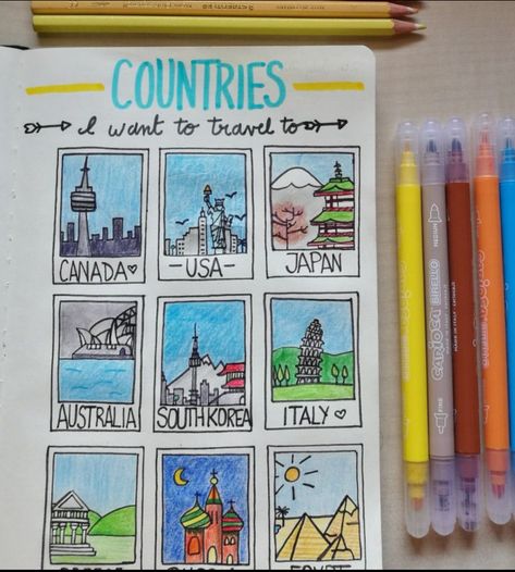 South Korea Doodle, South Korea Drawing Easy, South Korea Journal Ideas, Korea Journal Ideas, Greece Doodles, South Korea Drawing, Bullet Journal Voyage, Korea Drawing, Bullet Journal Japan