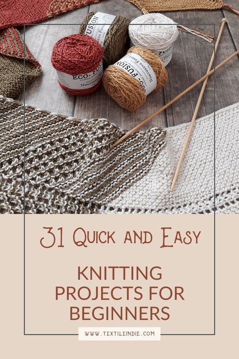 Check out these 31 quick and easy knitting projects. Free knitting projects suitable for beginners. Easiest Knitting Projects For Beginners, 1skein Knitting Projects, Things To Knit Easy, Knit Projects For Beginners, Easy Knitting Projects For Beginners, Free Beginner Knitting Patterns, Free Knitting Projects, Summer Knitting Projects, Knit Stitches For Beginners