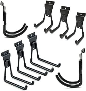 Slatwall Garage Hooks Heavy Duty Slat Wall Accessories Multi Size Garage Storage Utility Hooks Bike Ladder Hooks, 8 Pack Slatwall Garage, Black Pegboard, Ladder Hooks, Slatwall Accessories, Bike Storage Solutions, Garage Hooks, Bike Hooks, Wand Organizer, Habitat For Humanity Restore