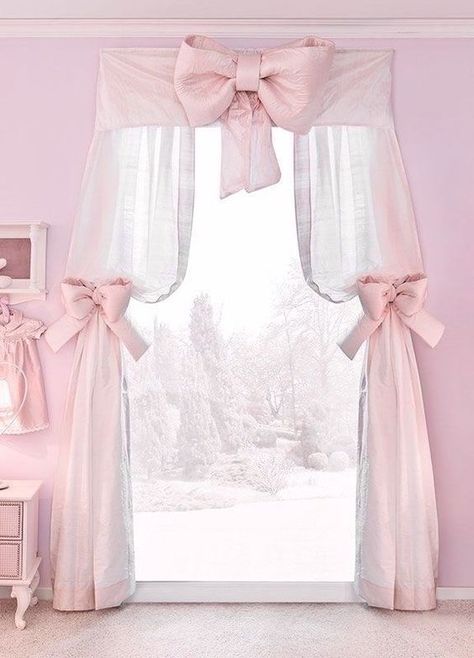 ♔ La Nurserie Rose Curtain Ideas For Living Room, Living Room Curtain Ideas, Room Curtain Ideas, Couleur Rose Pastel, Living Room Curtain, Curtain Hangers, Barbie Room, Bedroom Curtains, Ideas For Living Room