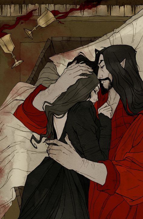 Abigail Larson on Twitter: "Reworked one of my favorite pieces from 2017 for the upcoming Horror Tarot 🥂🩸… " Vampire Books, Two Of Cups, Abigail Larson, Drawing Poses Male, Horror Drawing, Vampire Romances, Vampire Goth, Romantic Goth, Horror Monsters