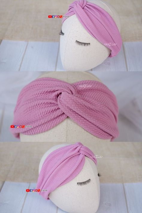 Diy Turban Headwrap, Twisted Headband Pattern, Headwrap Diy, Turban Headband Tutorial, Diy Turban, Diy Baby Bows Headbands, Headband Sewing, Cross Headband, Diy Baby Bows