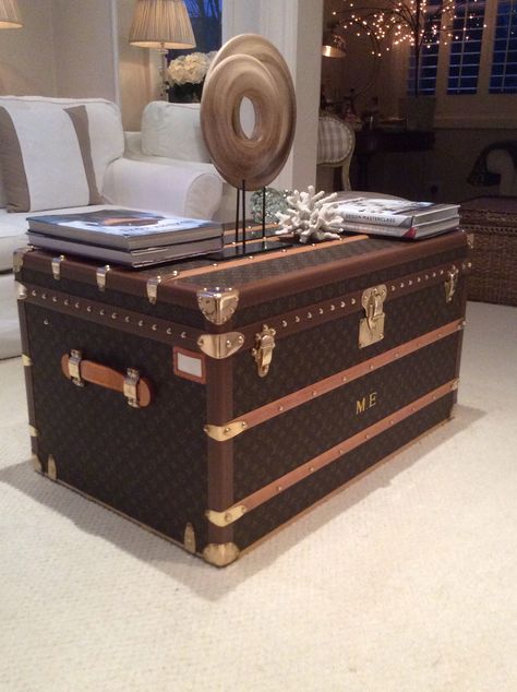 One of the very best 'unused, used' Louis Vuitton trunks we have offered for sale at Rhodes-Wood. They don't come so often in this near mint condition. Louis Vuitton Decor, Louis Vuitton Furniture, Louis Vuitton Trunks, Lv Trunk, Louis Vuitton Trunk Decor, Louis Vuitton Trunk Coffee Table, Lv Suitcase Louis Vuitton, Louis Vuitton Steamer Trunk, Louis Vuitton Side Trunk