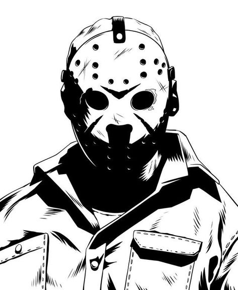 Jason Voorhees Drawing, Jason Drawing, Jason Voorhees Art, Friday The 13th Tattoo, Horror Movie Tattoos, Jason Friday, Friday The 13th Jason, Jason Vorhees, Jason Mask