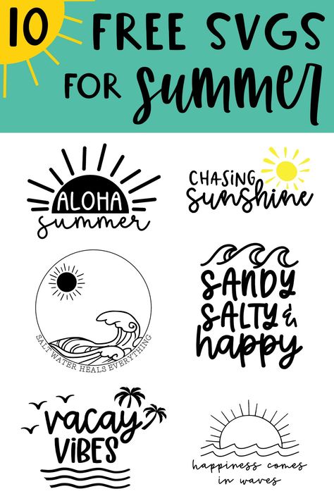 Free Summer SVG Set: Awesome Beach & Pool Designs Free Shirt Svg, Hawaiian Svg Files Free, Free Beach Svg, Beach Koozie, Summer Svg Free, Cricket Joy Projects, Cricket Joy Projects Craft Ideas, Beach Printables, Shirt Business Ideas