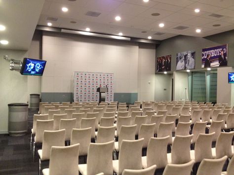 Cowboys Stadium Press Conference Room Press Conference Room, Og Avengers, Avengers Dr, Football Rooms, Dallas Cowboys Game, Cowboys Stadium, Cowboys Football, Media Room, Press Conference