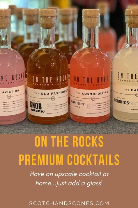 Have an upscale cocktail at home (sans a large inventory of spirits and mixers) with the lineup from On the Rocks Premium Cocktails...just add a glass! Cocktail In A Bottle, To Go Cocktails Packaging, On The Rocks Cocktails, Mocktail Packaging, Diy Alcohol Gifts, Premade Cocktails, Cocktail Packaging, Cocktail Bottle, Effen Vodka