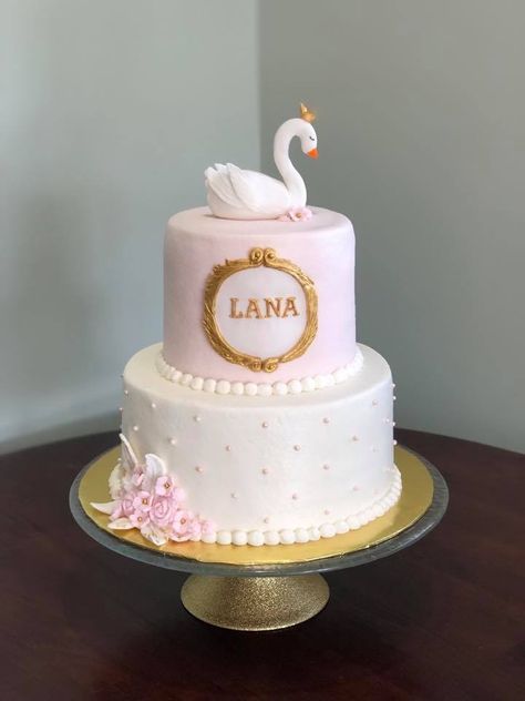 Swan 1st Birthday Cake Swan Lake Birthday Cake, Swan First Birthday Cake, Swan 1st Birthday Party Ideas, Swan Birthday Party Ideas, Swan Princess Cake, Swan Birthday Cake, Swan Cakes, Swan First Birthday, Snowflake Wedding Cake