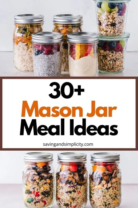 Are you struggling with meal planning and meal prep? Discover a months worth of free mason jar meals including dessert and snacks. Breakfast, lunch and dinner mason jar recipes all super easy to make. Toss them in your bag for breakfast or lunch on the go. Plus amazing overnight oat recipes you will love. Mason Jar Meals Breakfast, Meal Prep Mason Jars Recipes, Mason Jar Meals Lunch, Mason Jar Lunch Ideas, Jar Lunch Ideas, Mason Jar Snacks, Mason Jar Recipes, Mason Jar Desserts Recipes, Mason Jar Meal Prep