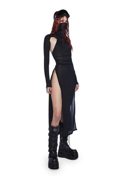 Shop Women's Dresses – Dolls Kill Techno Dress, Shrug Sleeves, Long Shrug, Rave Dress, Rave Fits, J Valentine, Graphic Dress, Shoulder Cut, Festival Dress