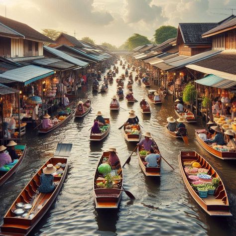 Discover the charm of Thailand's iconic Damnoen Saduak Floating Market! Book with Thai Travel Store and experience the vibrant atmosphere of this 100-year-old market, where local farmers sell their fresh produce from boats along the 32km-long canal. A must-visit destination for any traveler! #DamnoenSaduak #FloatingMarket #Thailand #Travel #ThaiTravelStore #Culture #Adventure #WanderLust Floating Markets Thailand, Thailand Boat Market, Damnoen Saduak Floating Market, Thai Floating Market, Thailand Floating Market, Thailand Culture, Thai Travel, Thailand Honeymoon, Floating Market