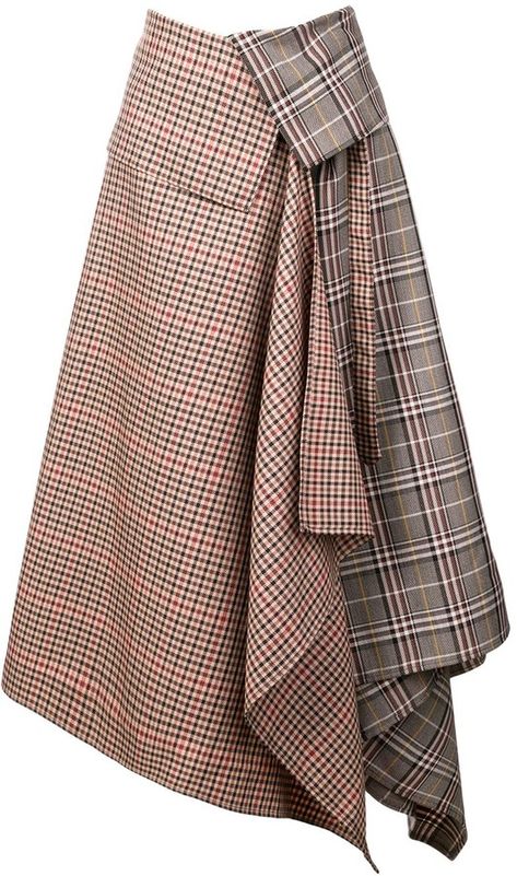 Asymmetric Skirt, Full Skirts, Mode Casual, Asymmetrical Skirt, A Skirt, Plaid Skirt, 가을 패션, Gray Skirt, Skirt Design