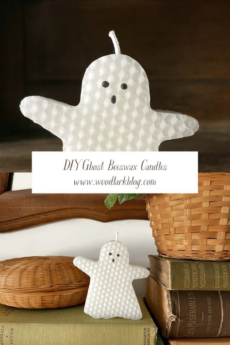 DIY Ghost Beeswax Cookie Cutter Candles – Woodlark Blog – Woodlark Blog Woodlark Blog, Beeswax Sheet Candles, Rolled Beeswax Candles, Rolled Candles, Diy Ghost, Beeswax Candles Diy, Bee Wax Candles, Ghost Candles, Ghost Diy