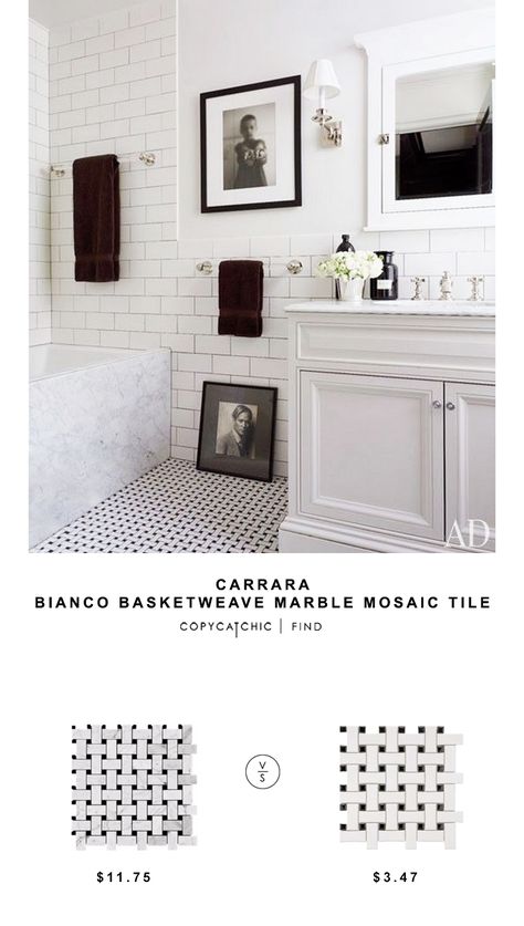 Basketweave Tile, Basket Weave Tile, Marble Bathroom Floor, White Marble Bathrooms, New Toilet, Bathroom Red, Ace Hotel, Marble Mosaic Tiles, Upstairs Bathrooms