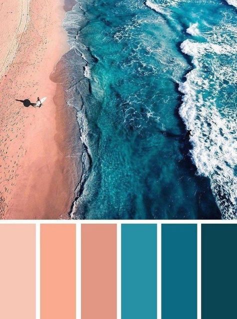 Ocean Inspired Bedroom, Hawaiian Room, Teal Color Palette, Minimalist Dekor, 보고서 디자인, Inspired Bedroom, Color Schemes Colour Palettes, Bedroom Color, Beach Color