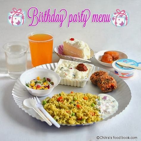 Kids birthday party menu ideas-indian vegetarian recipes Birthday Party Snacks Indian, Indian Birthday Party Menu Ideas, Indian Party Menu Ideas, Kids Party Menu Ideas, Simple Birthday Food Ideas, Indian Picnic Food Ideas, Indian Dinner Party Menu Ideas, Menu For Birthday Party, Birthday Menu Ideas