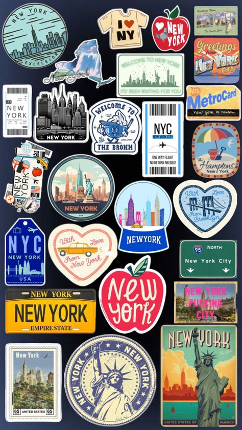 Nyc Stickers Aesthetic, Hamptons New York, Computer Stickers, Bronx Nyc, Journaling Stickers, Computer Sticker, Collage Ideas, Scrapbook Stickers Printable, Travel Photo